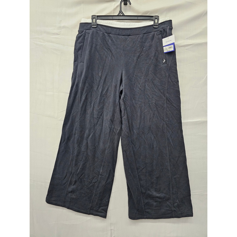 JoyLab Womens Wide Leg Sweatpants Black Onyx Cotton Blend Casual Size Large